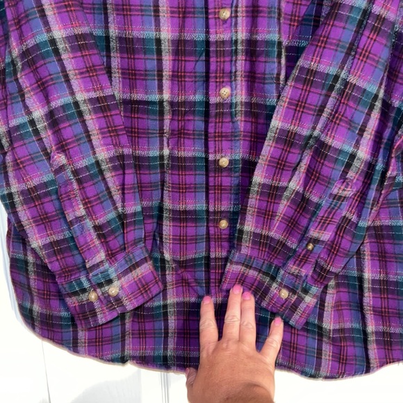 Gently loved purple flannel, button up size XL - Picture 7 of 16